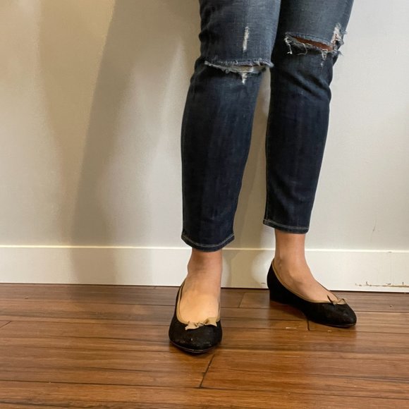 Italian Leather and Lace Pointy Flats -8- - Picture 3 of 13